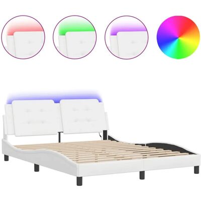 vidaXL Bettgestell mit LED-Lichtern - 160x200 cm - Weiß vidaXL Bettgestell mit LED-Lichtern - 160x200 cm - Weiß