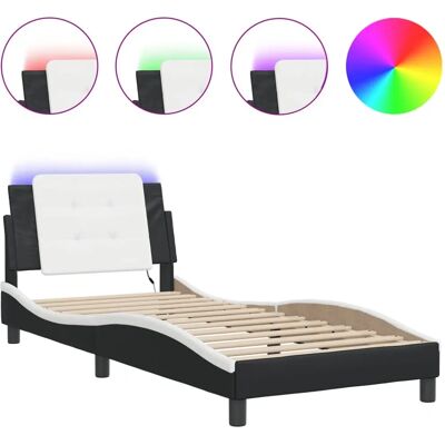 vidaXL Bettgestell mit LED-Lichtern - 200x200 cm Kunstleder vidaXL Bettgestell mit LED-Lichtern - 200x200 cm Kunstleder