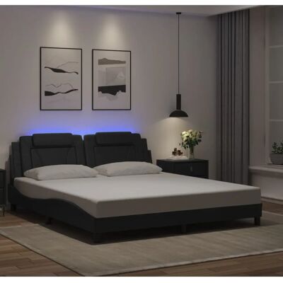 vidaXL Bettrahmen mit LED-Licht - Synthetisches Leder Schwarz 180x200cm vidaXL Bettrahmen mit LED-Licht - Synthetisches Leder Schwarz 180x200cm