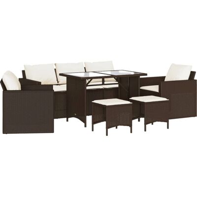 vidaXL 6-tlg. Garten-Sofagarnitur mit Kissen - Braun - Outdoor-Möbelset vidaXL 6-tlg. Garten-Sofagarnitur mit Kissen - Braun - Outdoor-Möbelset