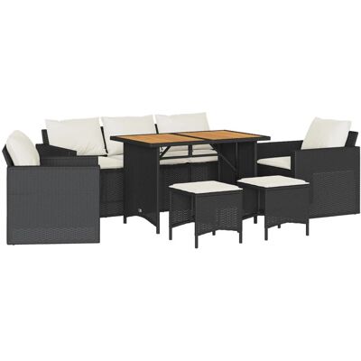 vidaXL 6-tlg. Garten-Sofagarnitur mit Kissen - Schwarz & Creme - 7 Plätze vidaXL 6-tlg. Garten-Sofagarnitur mit Kissen - Schwarz & Creme - 7 Plätze