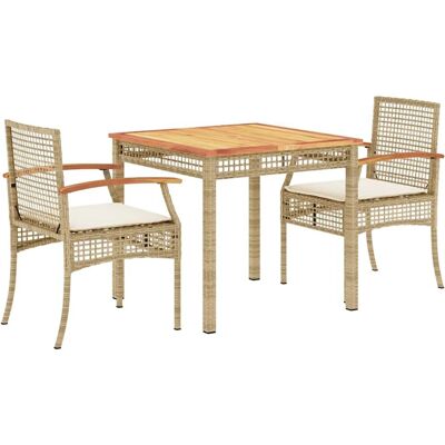 vidaXL Gartenset 3-teilig aus Poly Rattan - Beige vidaXL Gartenset 3-teilig aus Poly Rattan - Beige