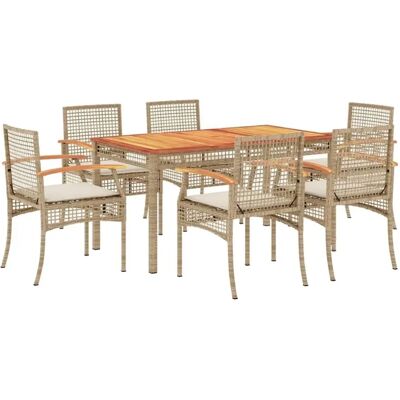 vidaXL Puutarhakaluston setti - Beigen väri, Poly Rattan - 6/7 kpl vidaXL Puutarhakaluston setti - Beigen väri, Poly Rattan - 6/7 kpl