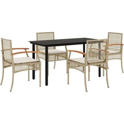 VIDAXL Puutarhan ruokailusetti - Synteettinen rottinki Beige - 5 kpl VIDAXL Puutarhan ruokailusetti - Synteettinen rottinki Beige - 5 kpl