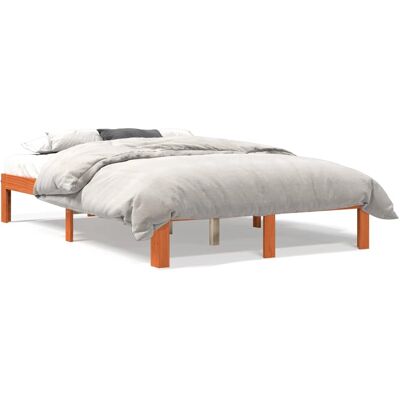 vidaXL Bettgestell 135x190cm - Massives Kiefernholz - Wachbraun - Bettbasis vidaXL Bettgestell 135x190cm - Massives Kiefernholz - Wachbraun - Bettbasis