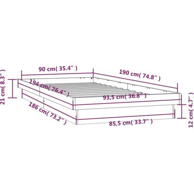 vidaXL 844418 Kiefernbett mit LED-Lichtern - Bettart vidaXL 844418 Kiefernbett mit LED-Lichtern - Bettart