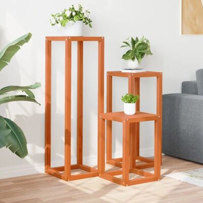 vidaXL Pflanzenständer 3 Stück Wachsbraun Massivholz Kiefer - Pflanzenständer vidaXL Pflanzenständer 3 Stück Wachsbraun Massivholz Kiefer - Pflanzenständer