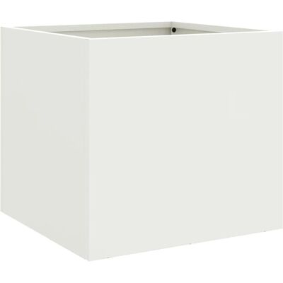 vidaXL White 32x30x29 cm Steel Planter - Garden Bed & Flower Pot vidaXL White 32x30x29 cm Steel Planter - Garden Bed & Flower Pot