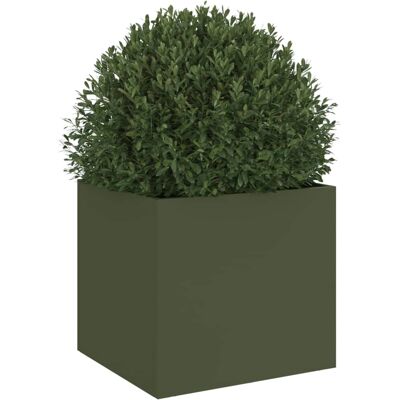 vidaXL Olive Green 32x30x29 cm Stahl Pflanzgefäß - Gartenbeet vidaXL Olive Green 32x30x29 cm Stahl Pflanzgefäß - Gartenbeet
