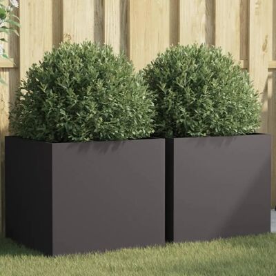 vidaXL Gartenpflanzgefäße-Set - 2 Kaltgewalzter Stahlkübel 49x47x46cm vidaXL Gartenpflanzgefäße-Set - 2 Kaltgewalzter Stahlkübel 49x47x46cm