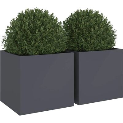 Jardinières vidaXL 2 pièces Acier anthracite 49x47x46cm Jardinières vidaXL 2 pièces Acier anthracite 49x47x46cm