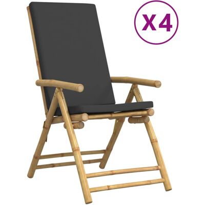 vidaXL Gartenstuhl - Bambus Grau - 4 stk - Klappbar Bistro-Set vidaXL Gartenstuhl - Bambus Grau - 4 stk - Klappbar Bistro-Set