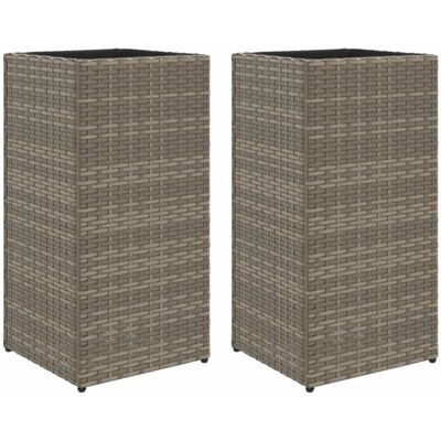 vidaXL Gartentöpfe Outdoor Blumentöpfe 2 Stück Grau Poly Rattan vidaXL Gartentöpfe Outdoor Blumentöpfe 2 Stück Grau Poly Rattan
