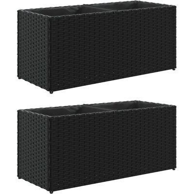 vidaXL Gartenpflanzgefäße mit 2 Töpfen 2 st schwarz - Gartenpflanzgefäße vidaXL Gartenpflanzgefäße mit 2 Töpfen 2 st schwarz - Gartenpflanzgefäße
