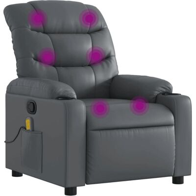 vidaXL Relaxfauteuil Kunstleer Grijs - Handmatige Neige vidaXL Relaxfauteuil Kunstleer Grijs - Handmatige Neige