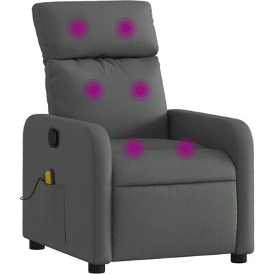 Cadeira de destaque vidaXL com reclinação, massagem, cinza escuro Cadeira de destaque vidaXL com reclinação, massagem, cinza escuro