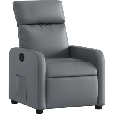 Fauteuil inclinable en similicuir gris VidaXL - Publicité Fauteuil inclinable en similicuir gris VidaXL - Publicité