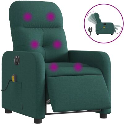 VIDAXL Fauteuil Massant Reclinable Vert Foncé VIDAXL Fauteuil Massant Reclinable Vert Foncé