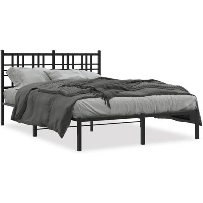 vidaXL Bedframe - Zwart, 120x200 cm, met hoofdbord - Bedframe vidaXL Bedframe - Zwart, 120x200 cm, met hoofdbord - Bedframe