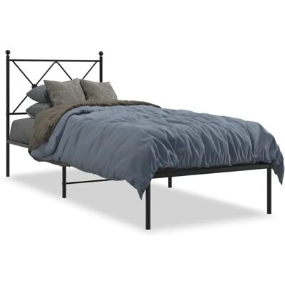 vidaXL Bettgestell - 120x190 cm - Schwarz - Metall - Mit Kopfteil vidaXL Bettgestell - 120x190 cm - Schwarz - Metall - Mit Kopfteil