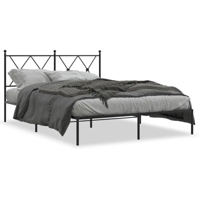 vidaXL Bettgestell mit Kopf- und Fußteil - Metall, Schwarz, 135x190cm vidaXL Bettgestell mit Kopf- und Fußteil - Metall, Schwarz, 135x190cm
