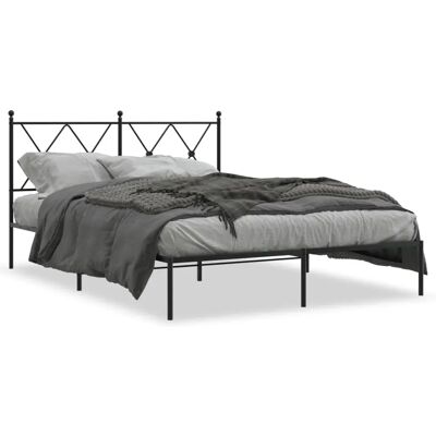 vidaXL Bettgestell - 140x190 cm, Schwarz, mit Kopf- und Fußteil vidaXL Bettgestell - 140x190 cm, Schwarz, mit Kopf- und Fußteil