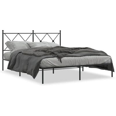 vidaXL Bettgestell - 160x200 cm - Schwarz - Metall, mit Kopf- & Fußteil vidaXL Bettgestell - 160x200 cm - Schwarz - Metall, mit Kopf- & Fußteil