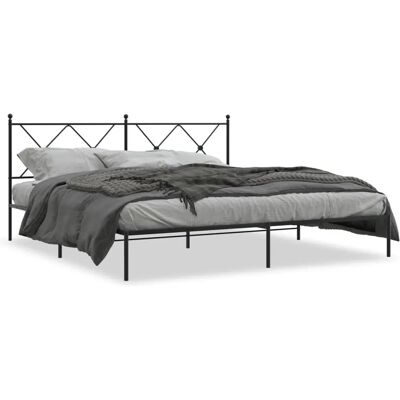 vidaXL Bettgestell - Metall, Schwarz, 183x213 cm, mit Kopfteil vidaXL Bettgestell - Metall, Schwarz, 183x213 cm, mit Kopfteil