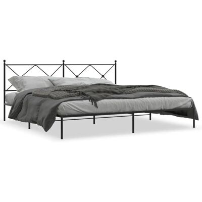 vidaXL Bettgestell 200x200cm - Stahl, Schwarz, mit Kopf- & Fußteil - Bettgestell vidaXL Bettgestell 200x200cm - Stahl, Schwarz, mit Kopf- & Fußteil - Bettgestell