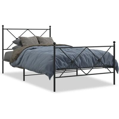 vidaXL Metallbettgestell mit Kopf- und Fußteil - Bettgestell - Metall - Schwarz - 100x190 cm vidaXL Metallbettgestell mit Kopf- und Fußteil - Bettgestell - Metall - Schwarz - 100x190 cm