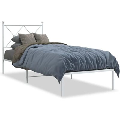 vidaXL Bettgestell mit Kopf- und Fußteil - Metall 80x200cm - Weiß vidaXL Bettgestell mit Kopf- und Fußteil - Metall 80x200cm - Weiß