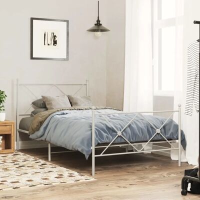 vidaXL metallipeti runko pää- ja jalkapäällä - Sänky - Valkoinen - 107x203cm vidaXL metallipeti runko pää- ja jalkapäällä - Sänky - Valkoinen - 107x203cm