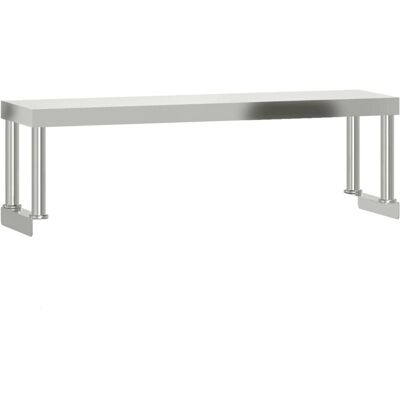 vidaXL Arbejdsbord Overhylde - Rustfrit stål - 110x30x35 cm - Arbejdsbord vidaXL Arbejdsbord Overhylde - Rustfrit stål - 110x30x35 cm - Arbejdsbord