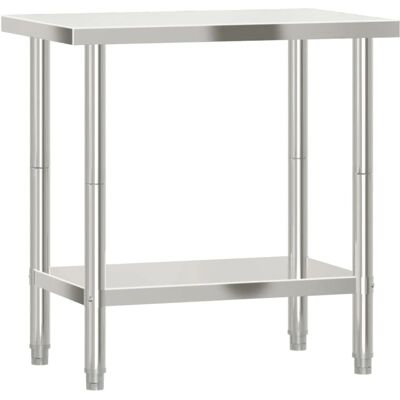 vidaXL Table de Cuisine en Acier Inoxydable 82,5x55x85 cm vidaXL Table de Cuisine en Acier Inoxydable 82,5x55x85 cm