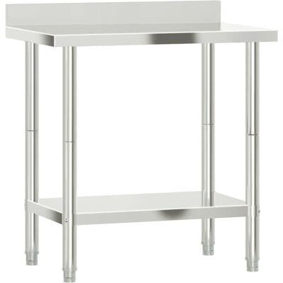 vidaXL Roestvrijstalen Keukentafel met Spatscherm - 82,5x55x93 cm vidaXL Roestvrijstalen Keukentafel met Spatscherm - 82,5x55x93 cm