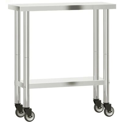 vidaXL Edelstahl-Küchentisch mit Rollen - 82,5x30x85 cm - Arbeitstisch vidaXL Edelstahl-Küchentisch mit Rollen - 82,5x30x85 cm - Arbeitstisch