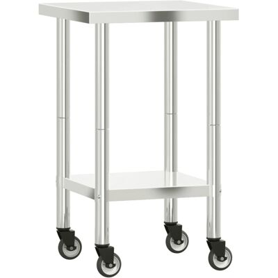 vidaXL Küchenarbeits-Tisch mit Rollen 55x55x85 cm Edelstahl - Küchenarbeits-Tisch vidaXL Küchenarbeits-Tisch mit Rollen 55x55x85 cm Edelstahl - Küchenarbeits-Tisch
