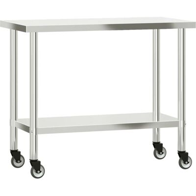 Keukentafel met wielen - RVS - 110x55x85 cm Keukentafel met wielen - RVS - 110x55x85 cm