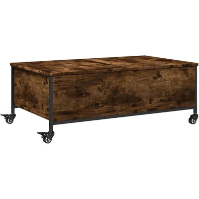 vidaXL 842298 Rook eiken salontafel met wielen - Salontafel vidaXL 842298 Rook eiken salontafel met wielen - Salontafel