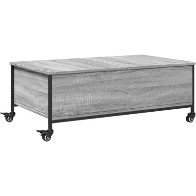vidaXL Grijze Sonoma Salontafel met Wielen - Woonkamermeubilair vidaXL Grijze Sonoma Salontafel met Wielen - Woonkamermeubilair