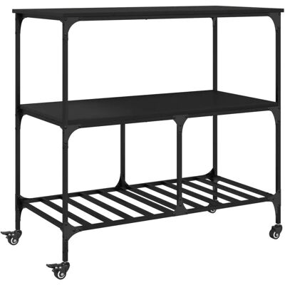 vidaXL Keittiökärry musta 100x50x95 cm Insinööri- puu - Keittiökärry vidaXL Keittiökärry musta 100x50x95 cm Insinööri- puu - Keittiökärry