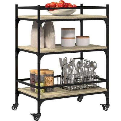 vidaXL Keukentrolley 65x40x86,5 cm bewerkt hout Sonoma - Trolley de cuisine - Publicité vidaXL Keukentrolley 65x40x86,5 cm bewerkt hout Sonoma - Trolley de cuisine - Publicité