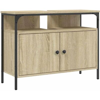 vidaXL Waschbeckenunterschrank Sonoma Eiche - Badezimmer Waschtisch mit Stauraum vidaXL Waschbeckenunterschrank Sonoma Eiche - Badezimmer Waschtisch mit Stauraum