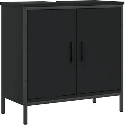vidaXL Waschbeckenunterschrank Holzwerkstoff Schwarz 80x30x60 cm - Badezimmer Waschtisch vidaXL Waschbeckenunterschrank Holzwerkstoff Schwarz 80x30x60 cm - Badezimmer Waschtisch