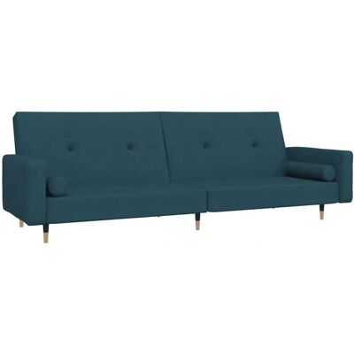 Devenirriche Canapé-Lit Bleu en Velours - Sofa Bed - Publicité Devenirriche Canapé-Lit Bleu en Velours - Sofa Bed - Publicité