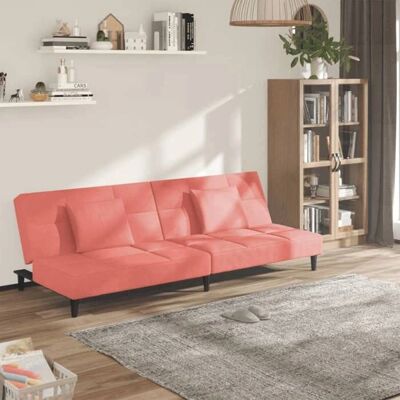 vidaXL Canapé-Lit Rose en Velours 2 Places - Sofa Bed - Publicité vidaXL Canapé-Lit Rose en Velours 2 Places - Sofa Bed - Publicité