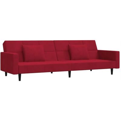 VIDAXL Fløjlsrød 2-personers sovesofa VIDAXL Fløjlsrød 2-personers sovesofa