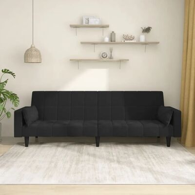 vidaxl Sort fløjl 2-personers sovesofa vidaxl Sort fløjl 2-personers sovesofa