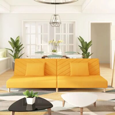 Canapé-lit jaune 2 places - Mobilier - Publicité Canapé-lit jaune 2 places - Mobilier - Publicité