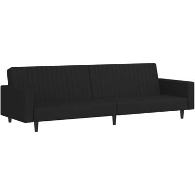 VidaXL 375943 Fløjl sofa med sovefunktion - 2-personers sort VidaXL 375943 Fløjl sofa med sovefunktion - 2-personers sort